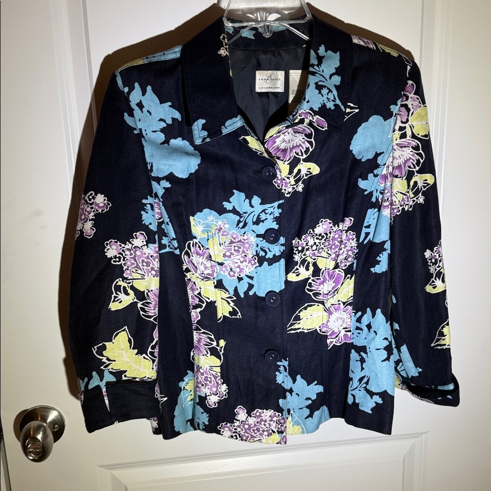 Emma James Floral Blazer - Black, Blue, Yellow, Purple